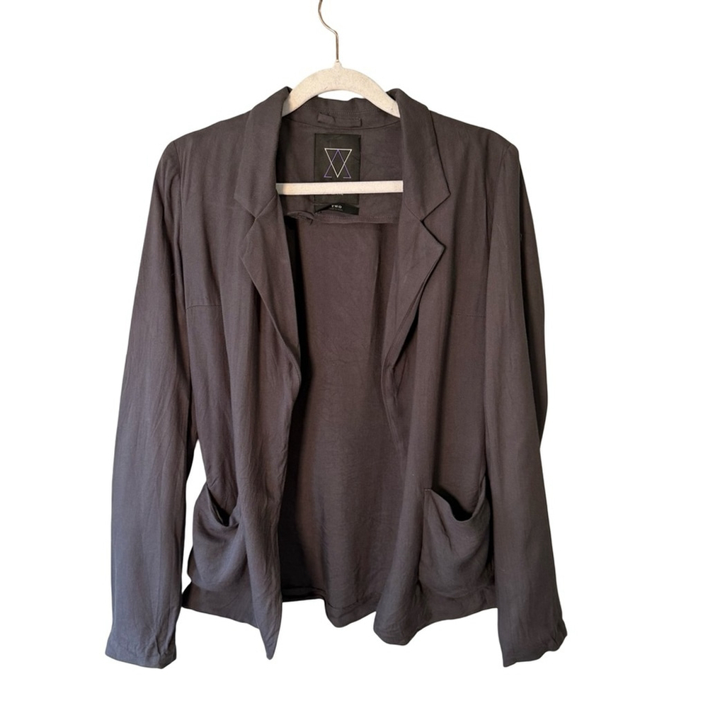 Talula Relaxed Charcoal Grey Open Front Blazer Size 2 Neutral Minimalist